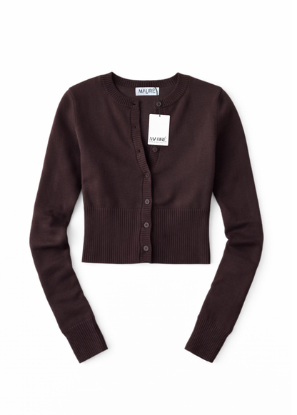 Soft knitted cardigan chocolate brown (tall)