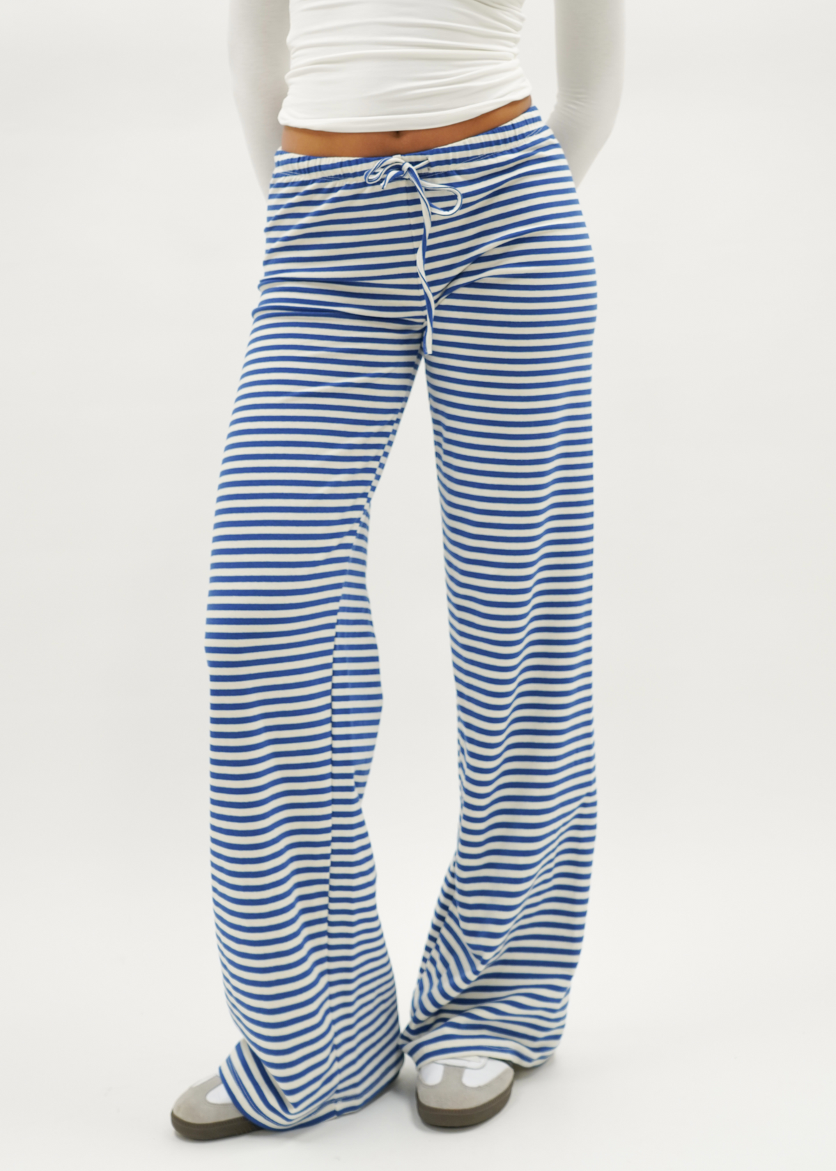 Soft striped pants crème/blue (tall)