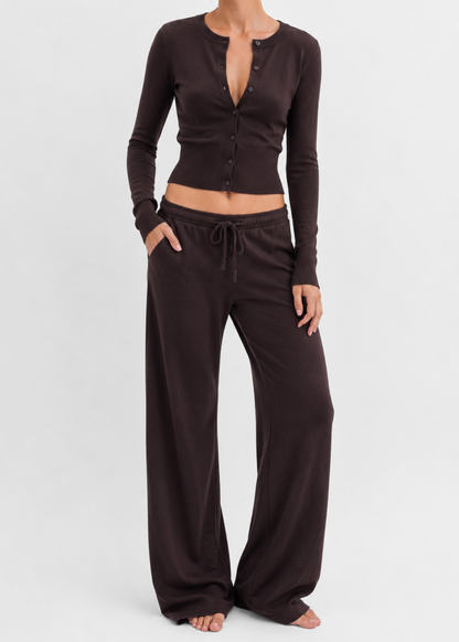 Soft knitted pants chocolate brown (tall)