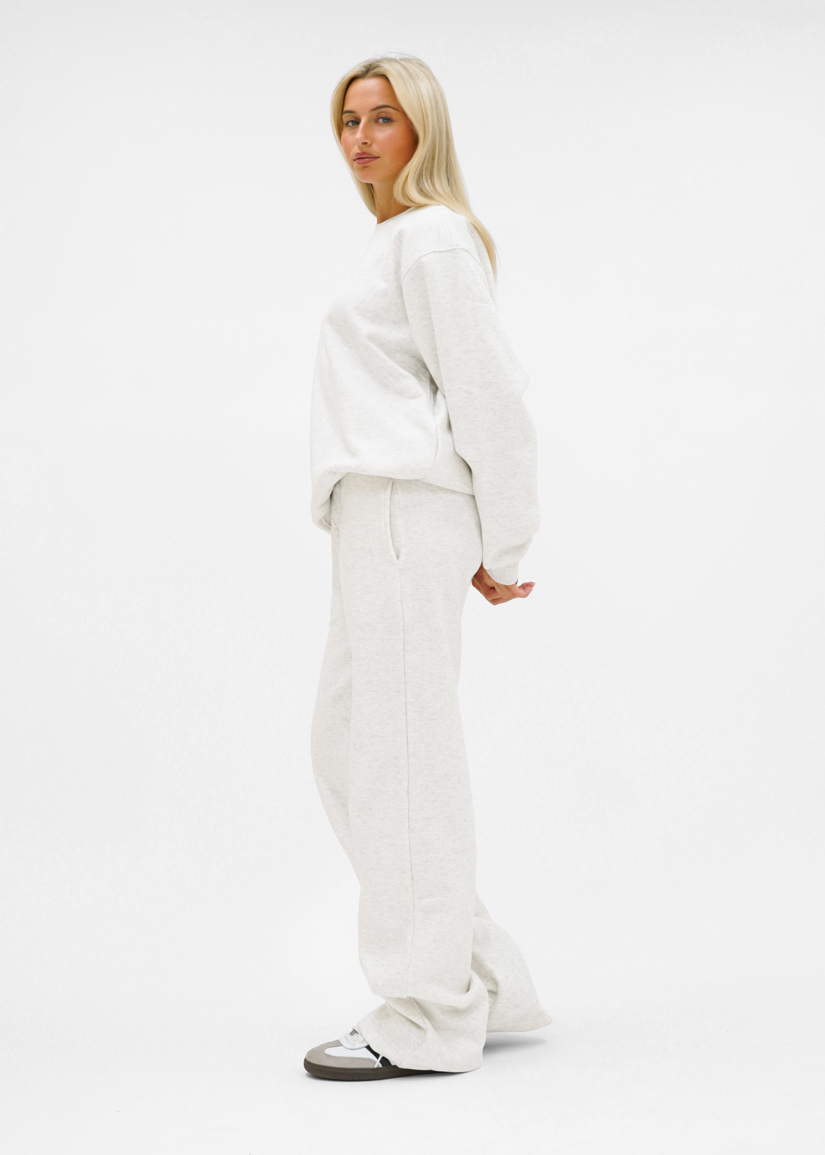Low/mid waist jogger pants light grey melange (tall)