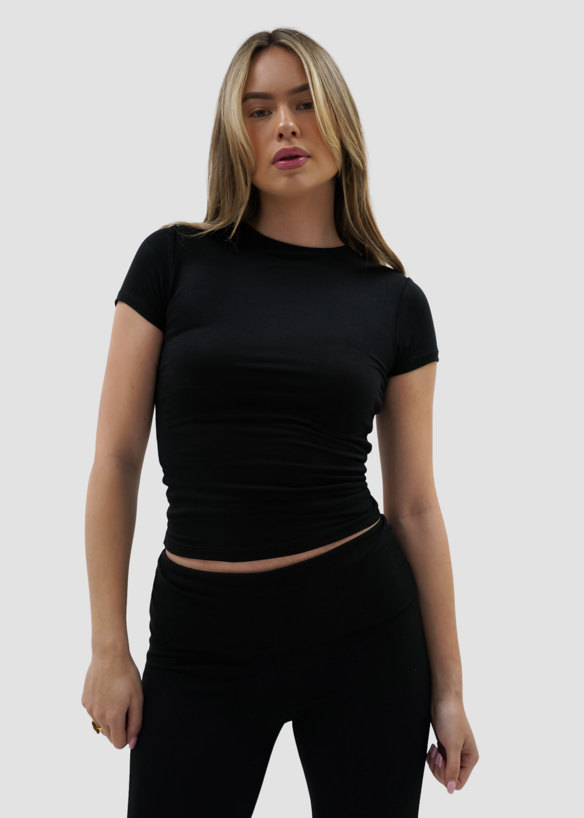 Short sleeve top long black (tall)