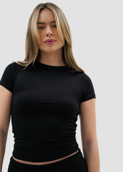Short sleeve top long black (tall)