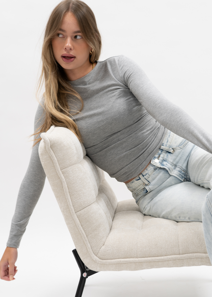 Long sleeve top long light grey melange (tall)