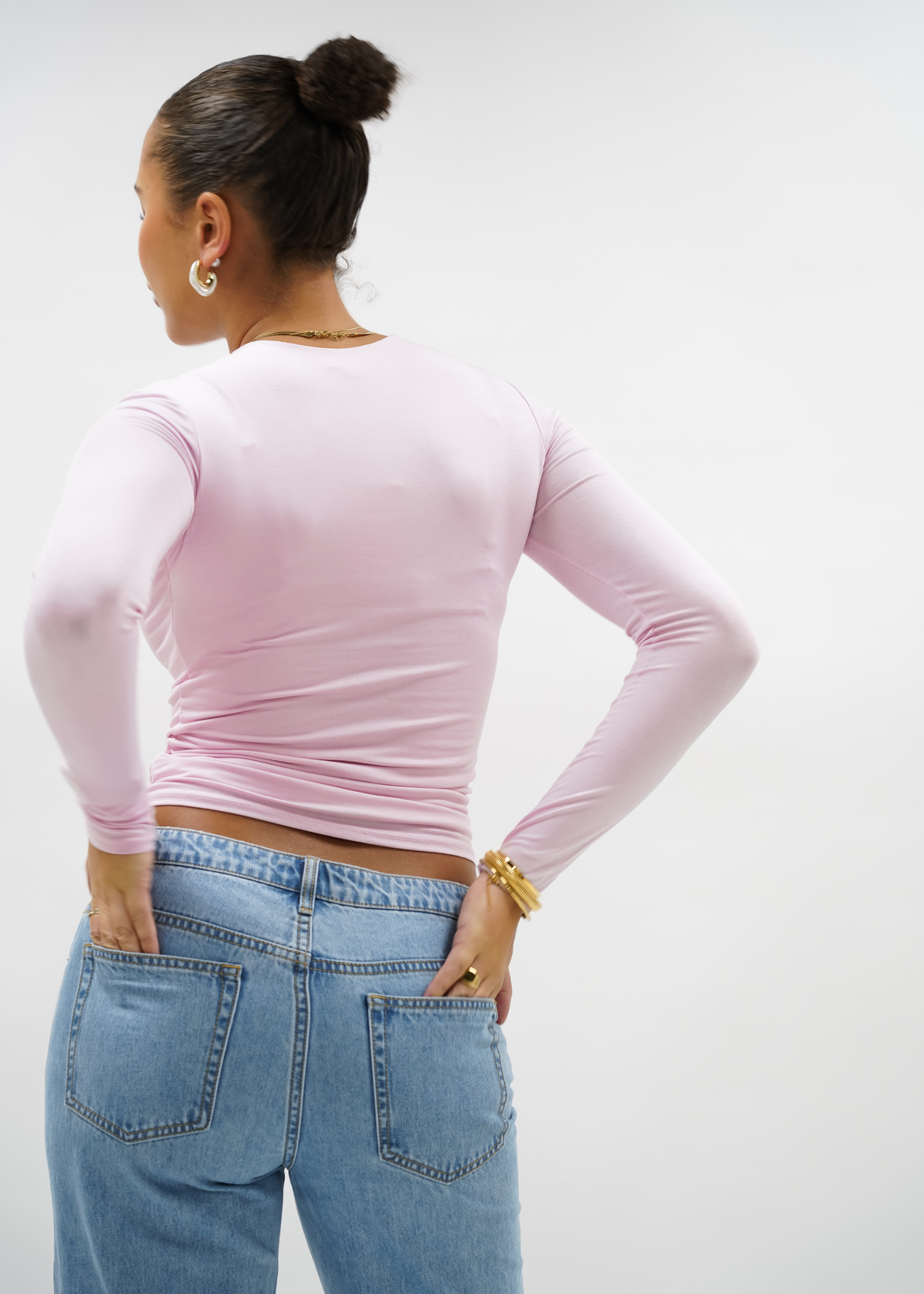 Long sleeve top long light pink (tall)