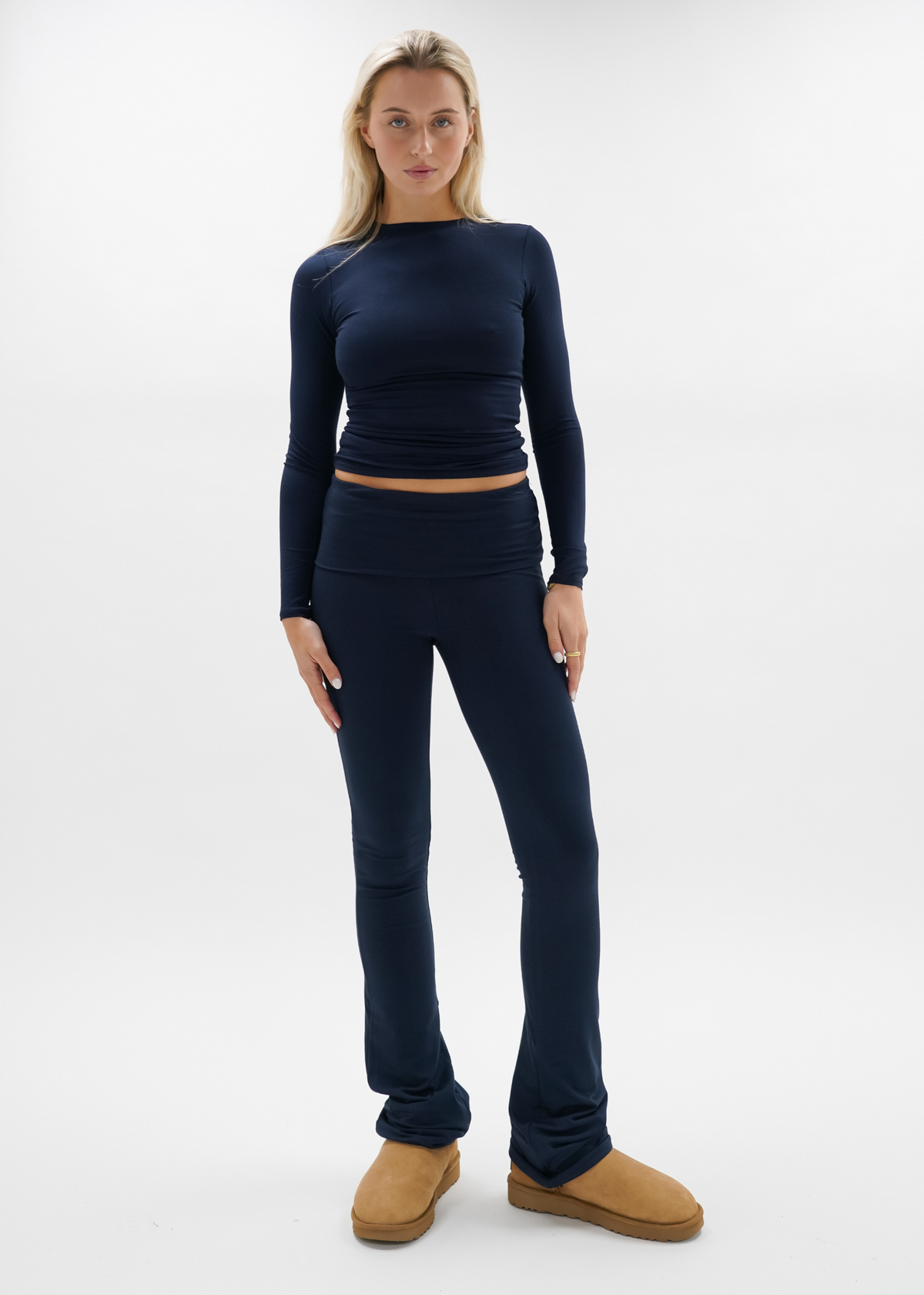 Fold-over flared pants night blue (tall)