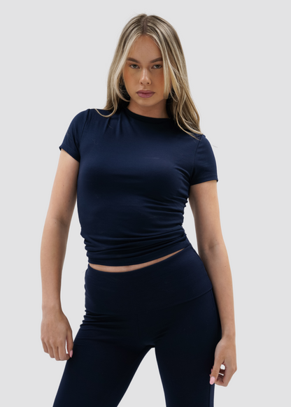Short sleeve top long night blue (tall)