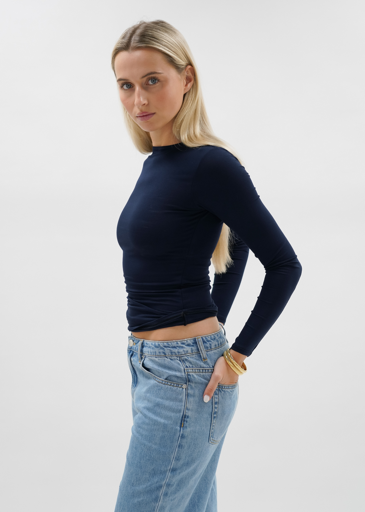 Long sleeve top long night blue (tall)