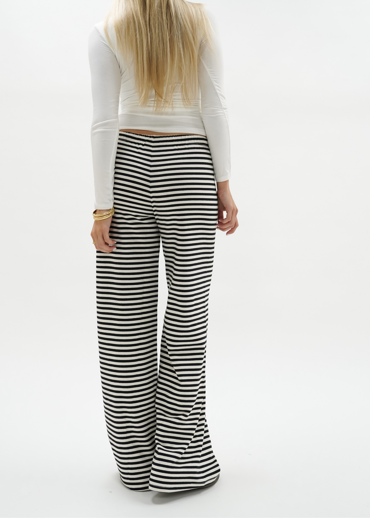 Soft striped pants crème/black (tall)