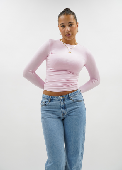 Long sleeve top long light pink (tall)