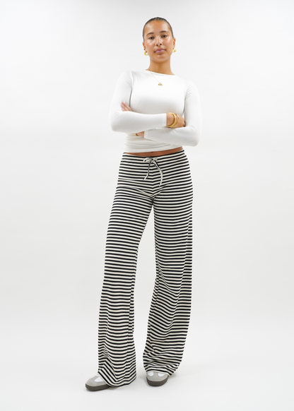 Soft striped pants crème/black (tall)