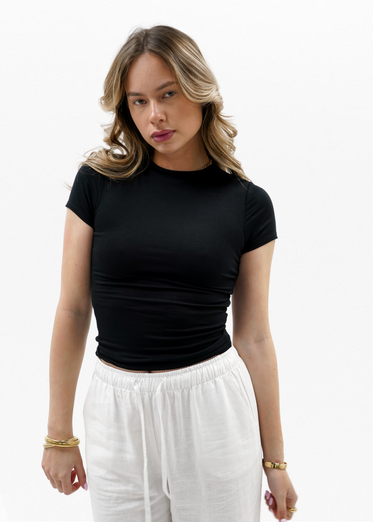 Short sleeve top long black (tall)