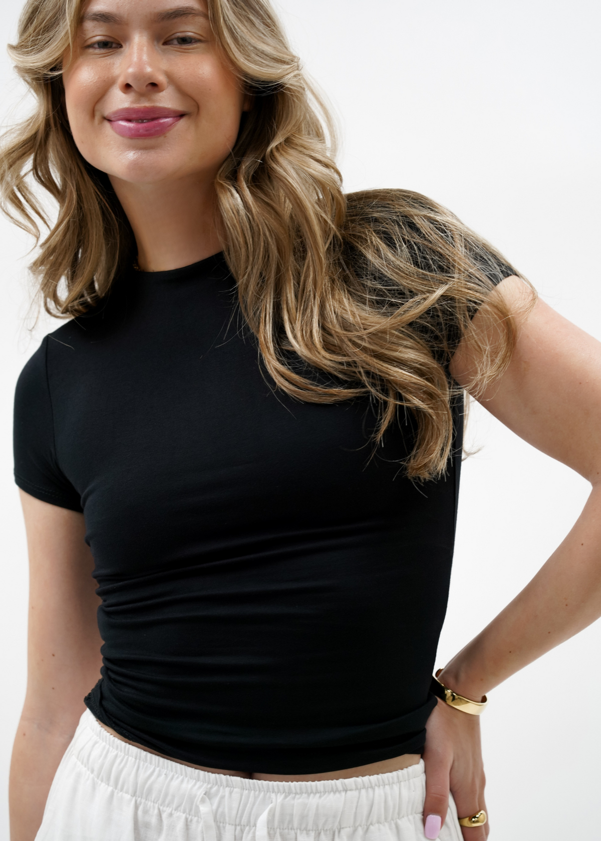 Short sleeve top long black (tall)