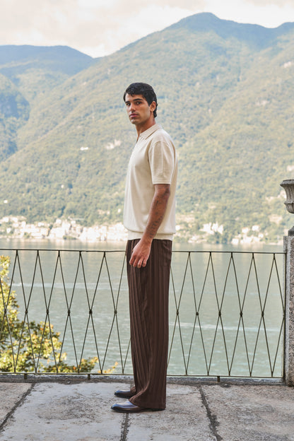 Soleil Knitted Short Sleeve Polo – Oat