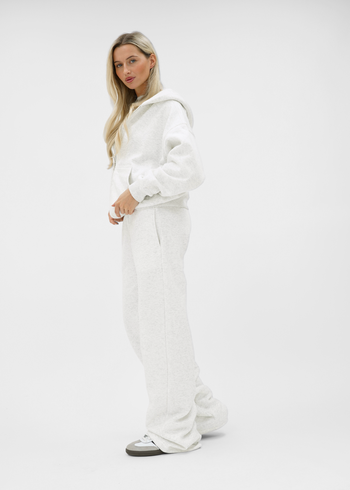 Low/mid waist jogger pants light grey melange (tall)