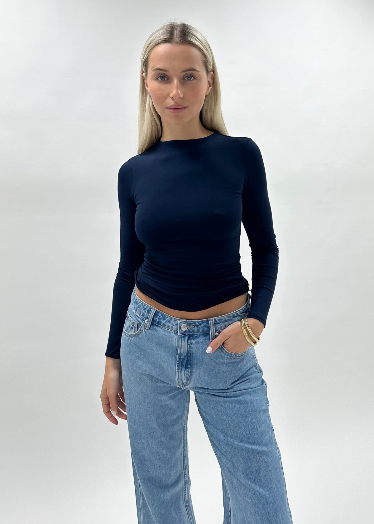 Long sleeve top long night blue (tall)