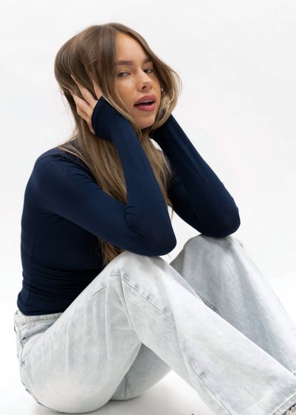 Long sleeve top long night blue (tall)