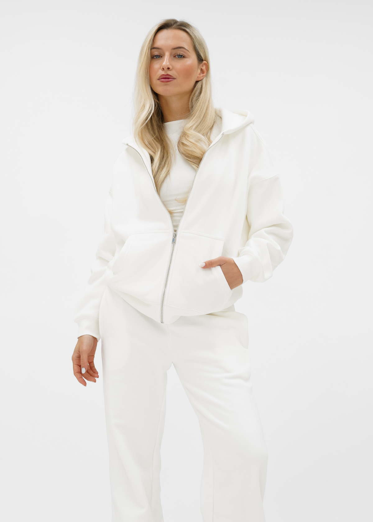 Basic zip hoodie white (tall)