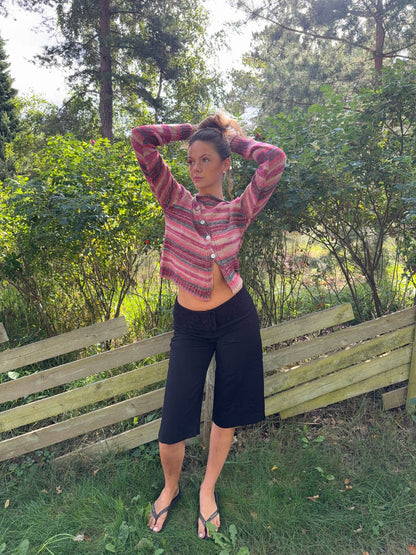 Bernie knit with buttons and stripes - Pink