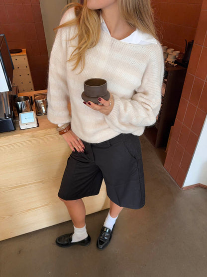 Sissal knit with stripes - Off white/beige