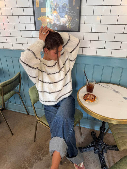 Rula knit - White/brown