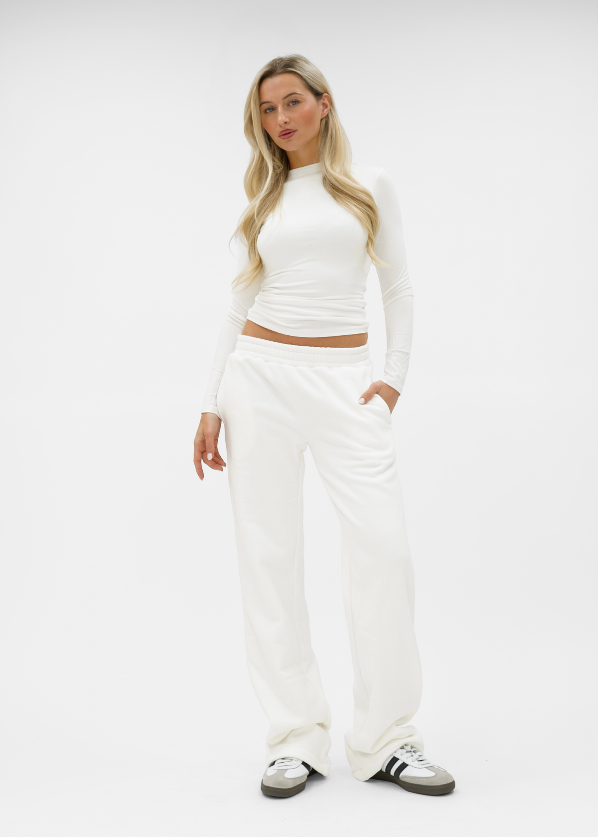 Low/mid waist jogger pants white (tall)